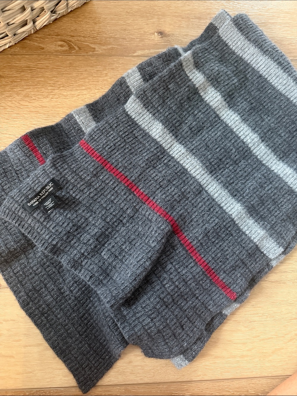 Banana Republic Charcoal Gray Striped Men’s Shorts with Red Accent